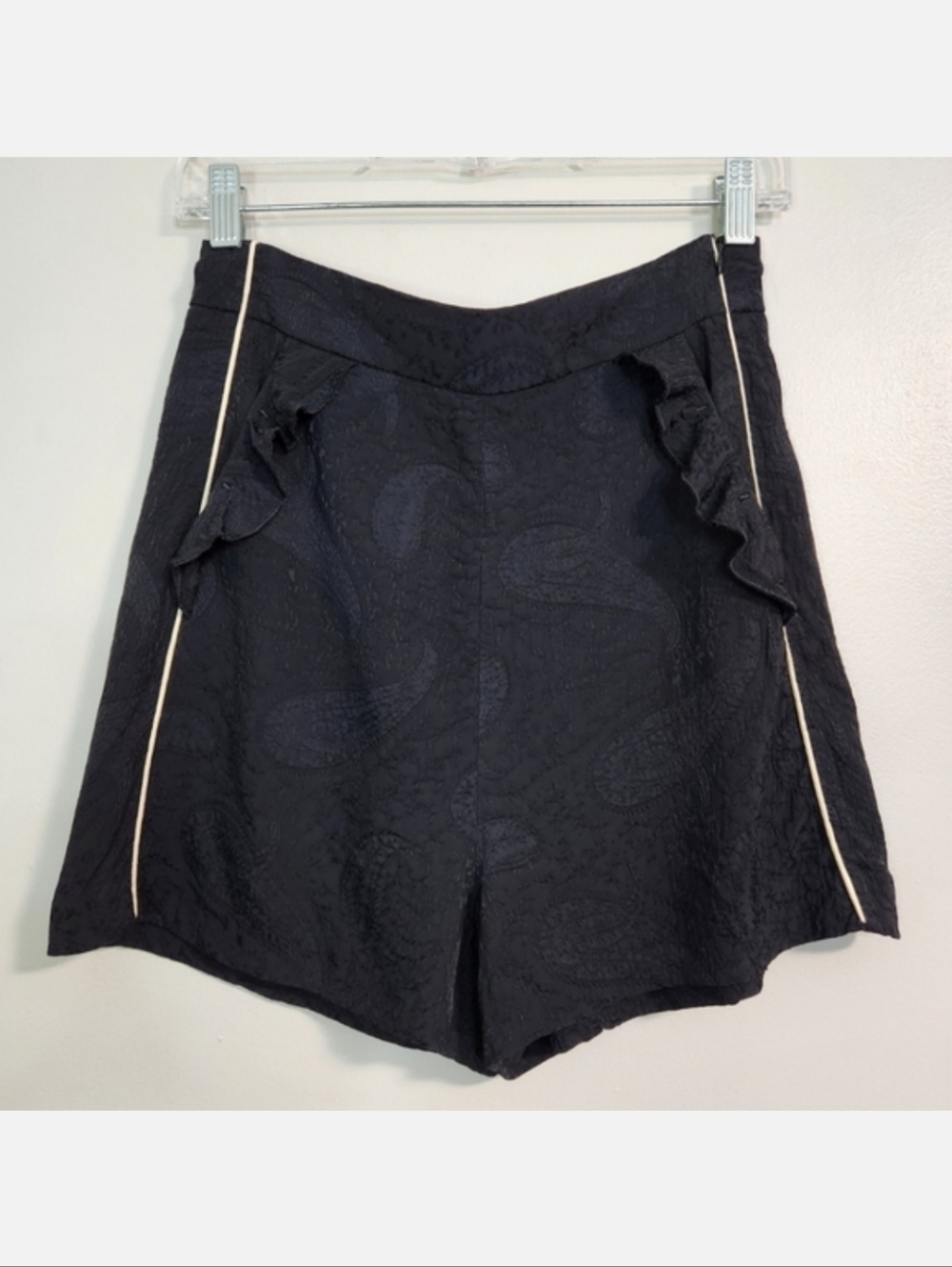 Maje Black Paisley Embroidered Shorts, Size 38 ~ Like New!
